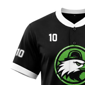 Camiseta de Béisbol Negra y Verde – Camiseta Deportiva Personalizada con Paneles en Contraste, Uniforme Deportivo Transpirable para Equipos - Product Image 4