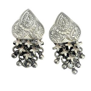 Pendientes de Araña de Latón Plateado Antiguo, Joyería de Moda Étnica Boho para Mujer, Regalo - Product Image 1