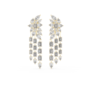 Candelabros ROYAL CASCADE con diamantes cultivados en laboratorio, engastados en oro amarillo de 18 quilates, para compromiso, boda, regalo de San Valentín, uso diario. - Product Image 1