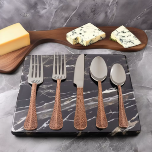 Ensemble de couteaux à fromage avec manche en pierre bleue dorée, en acier inoxydable, pour charcuterie, ustensiles de table, vente en gros, décorations de fête personnalisées - Product Image 1