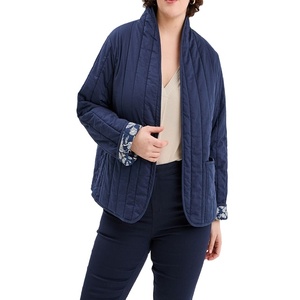 Chaqueta Acolchada Reversible Azul Marino para Mujer, Talla Grande, Ligera, Abrigo Cálido de Invierno, Estilo Casual, Moderno y a la Moda - Product Image 4