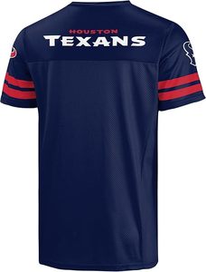 Houston Texans Navy Blue V-Neck Jersey With <b>Red</b> And White Logo Striped Sleeves Polyester Material Durable Design - Product Image 3