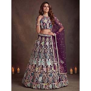 Women's Sequin <b>Net</b> Reception Lehenga Choli Set with Dupatta - Product Image 6