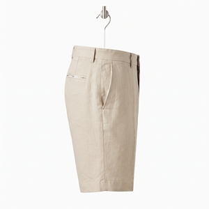 Shorts en lin tricoté pour homme, coupe ajustée, mi-cuisse, couleur unie, taille élastique, séchage rapide, style décontracté chic, OEM ODM, vente en gros, marque privée - Product Image 2