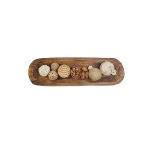 Wholesale Long Wood Dough Bowl Rustic Handcrafted Wooden Trencher Tray Candle Making Bowl Farmhouse <b>Table</b> Centerpiece Bowl - Product Image 1
