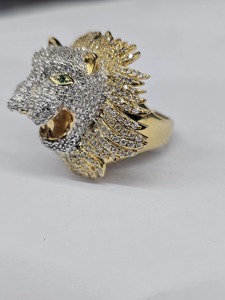 Anillo de Cabeza de León con Incrustaciones de Moissanita, Plata 925, Chapado en Oro de 14K, Anillo de León Estilo Hip Hop, Anillo con Diamantes Cultivados en Laboratorio - Product Image 2