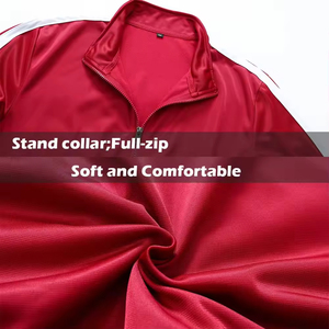 Custom Casual Men's Winter <b>Tracksuit</b> <b>White</b> Red Printed 100% Cotton Drawstring Lightweight Long Sleeves Jogging - Product Image 2