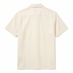 Chemise d'été texturée pour homme 100% lin respirant de luxe décontractée à manches courtes OEM ODM Vente en gros Usine Marque privée - Product Image 2