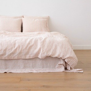 Ensemble de housse de couette en lin rayé personnalisé |   Parures de lit pour hôtels et maisons, commandes en gros, tailles Twin, Full, Queen, King - Product Image 3