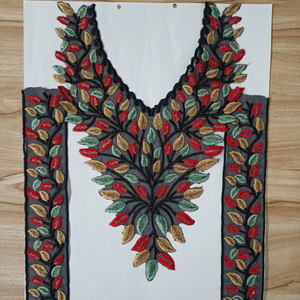 Honey Lace Beautiful Embroidered <b>Sew</b>-<b>On</b> <b>Patches</b> Neck Collar Net Fabric Sequin Women's Saree Blouse Gown Kurti Home Textiles - Product Image 1