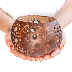 Coconut shell crafts handmade candle holder stand <b>tealight</b> <b>lanterns</b> home decor centerpiece - Product Image 1