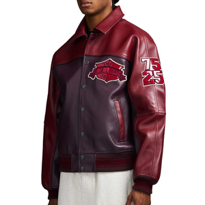 Vintage Maroon Genuine <b>Leather</b> Varsity <b>Jacket</b> <b>Men</b> Custom Avirex Style Track Team Embroidery Retro Bomber Letterman Coat - Product Image 4