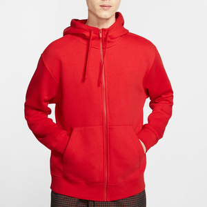 Sweat-shirt en molleton à capuche avec fermeture éclair rouge pour homme, coupe classique, décontracté, en coton, pour l'automne - Product Image 1