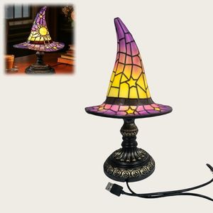 Lampada Artigianale a Forma di Cappello da Strega Viola, Illuminazione Spaventosa e Divertente per Feste, Decorazioni per Camere da Letto di Piccole Streghe - Product Image 4