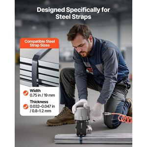 Tendinastro Pneumatico per Reggiatura in Acciaio, Forza di Tensione 8500 N, Larghezza 0.748 Pollici, Strumento Metallico Tenditore Taglierina Sigillatrice per Reggiatura da 2 Pollici - Product Image 3