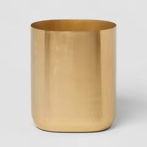 Poubelle cylindrique élégante en métal avec motif de blé, bac à déchets décoratif pour intérieur, conteneur domestique à ouverture supérieure - Product Image 3