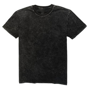 เสื้อยืดโอเวอร์ไซส์สีดำสำหรับผู้ชาย สไตล์สตรีท คอโอ แขนสั้น ไซส์พลัส ผ้าคอตตอนเจอร์ซีย์ เป็นมิตรต่อสิ่งแวดล้อม ระบายอากาศได้ดี ซักแบบแอซิดวอช - Product Image 1