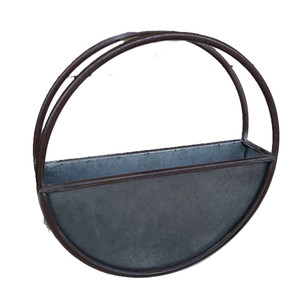 Juego de 2 macetas colgantes de metal galvanizado gris, semicirculares, para montaje en pared, para interiores y exteriores, estilo rústico, decorativas, para balcón, jardín. - Product Image 3