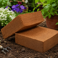 Bloc de fibre de coco 5 kg, doublement lavé, qualité export, biodégradable, écologique, terreau pour plantes, expansion 75L, moins de 2% d'impuretés