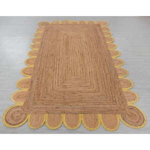 High End Natural Jute Rectangle Area Rug Braided Farmhouse Style Flat Pile Eco Friendly Spot Clean Living Room Decor - Product Image 1