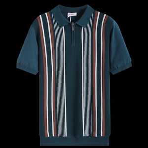เสื้อเชิ้ตผู้ชายแขนสั้นพิมพ์ลายแบบ Heat-Transfer คุณภาพสูง ใส่สบายสำหรับฤดูร้อน ตัดต่อผ้าแบบ Patchwork ครึ่งซิป ย้อมสีพื้น สไตล์ลำลอง - Product Image 5
