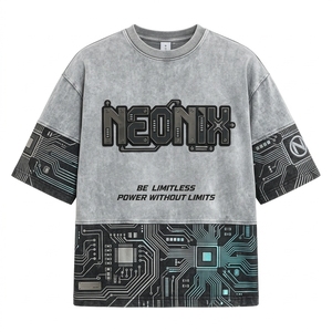 เสื้อยืดสไตล์อเมริกันแบบยูนิเซ็กซ์ ทรงหลวมไหล่ตก ทรงเรโทร ผ้าฝ้าย 100% เนื้อหนา พิมพ์ลายวินเทจ สั่งทำได้ - Product Image 1