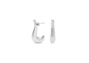 Plain Curved Elongated <b>Hook</b> <b>Earrings</b> [dia. 10.0 mm] - Product Image 1