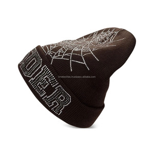 All-Print Custom Skull Rhinestone <b>Beanie</b> <b>Hat</b> 3D Embroidery Versatile Beach Business OEM Knitted Jacquard Knit Common Character - Product Image 4