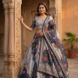 Lehenga Choli de Seda Floral Completamente Cosido, Blusa Sin Coser, Dupatta, Precio al por Mayor para Fiestas, Royal Export - Product Image 2