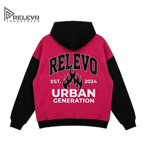 Vente en gros de sweats à capuche pour hommes en molleton 100% coton épais et écologique, gris foncé avec manches bleu roi et poche kangourou - Product Image 2