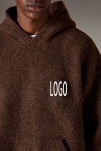 Ensemble de survêtement personnalisé avec logo brodé pour hommes et femmes, comprenant un sweat à capuche à épaules tombantes et un pantalon tricoté à jambe large - Product Image 3