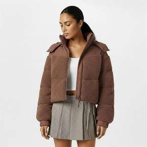 Chaqueta Acolchada con Capucha Color Chocolate Marrón para Hombre, Estilo Urbano, Cálida para Invierno, Personalizable con Marca - Product Image 2