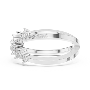 Bague pour femme en or blanc 18 carats plaqué rhodium, sertie de diamants de laboratoire en grappe croisée, pour mariage, fiançailles, fêtes et événements élégants - Product Image 4