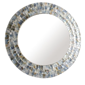 Miroir mural unique en mosaïque de coquillages nacrés ronds pour la décoration de meubles haut de gamme et d'hôtels - Product Image 1