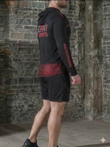 Veste de course pour homme à haute élasticité, perlée, en polyester 220g, à capuche, zippée, coupe ajustée, manches longues, séchage rapide, pour la gym et le fitness, OEM - Product Image 4