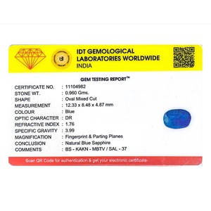 Certified Natural Blue Sapphire 4.8 Carat Oval Cut Loose Gemstone for Fine Jewelry - Product Image 4