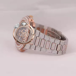 Montre pour homme tendance en or rose avec diamants en moissanite, bijoux hip-hop, OEM ODM - Product Image 3