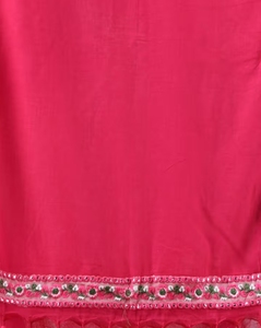Sari Tradicional KV de Algodón Mul con Borde Bordado para Fiesta, Sin Blusa - Product Image 2