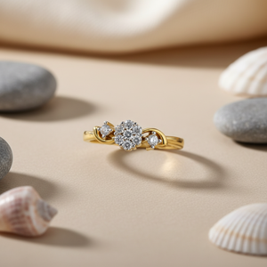 Anillo de Oro de 10k Hecho a Mano, Diseño Personalizado, Anillo de Compromiso con Diamantes Cultivados en Laboratorio VVS1 con Diseño Floral para Mujer - Product Image 5
