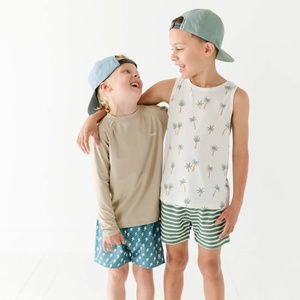 Men's <b>Polyester</b> Printed Lobster Striped Front Logo Shorts with Drawstring Mid Waist Casual Breathable Woven Fabric - Product Image 2