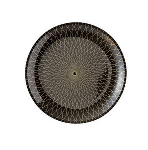 Plateau rond en plastique noir sur mesure avec motif bambou doré, matière PP de qualité alimentaire, diamètre 300 mm - Product Image 3