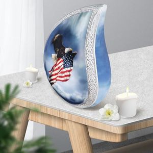 Urne commémorative exécutive en aluminium en forme de goutte d'eau pour cendres funéraires, avec couvercle décoratif sécurisé - Product Image 4