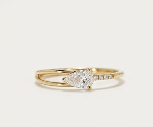 Anillo de compromiso de eternidad con diamante cultivado en laboratorio de corte pera de 1.02 quilates, certificado, HPHT, oro blanco macizo de 10K, color E, claridad VS1, con diseño de tallo dividido. - Product Image 5