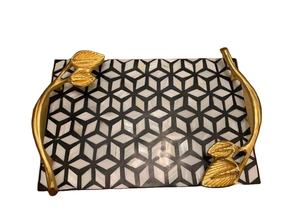 Bandejas de servicio artesanales de madera con incrustaciones de madreperla para decoración de bodas, decoración de eventos, regalos de regalo, Ramadán del Golfo de madera - Product Image 3