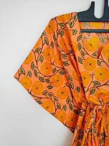 Robe kaftan en coton imprimé floral indien faite à la main, style kimono, vêtements de détente - Product Image 3