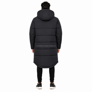 Veste d'hiver pour homme, longue, sans capuche, matelassée, col montant, chaude, respirante, légère, épaisse, parka d'extérieur - Product Image 2