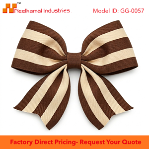 Ruban gros-grain multirayures marron crème 38 mm de Neelkamal Industries pour emballage cadeau rustique, nœuds pour cheveux, décoration de mariage, bricolage - Product Image 5