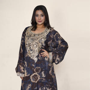 Vestido Abaya Kaftan Árabe Elegante y Modesto de Lujo Zillmill Eid Ramadan, Transpirable, ODM, con Bordado, Manga Larga y Encaje para Mujer - Product Image 4