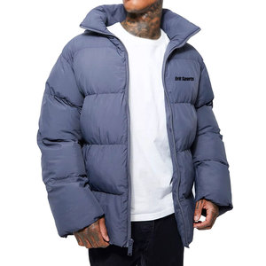 Veste d'hiver matelassée imperméable pour homme grande taille, col montant, logo frontal, vente directe d'usine - Product Image 3