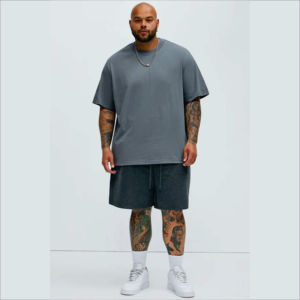 Camiseta de algodón para hombre al por mayor de fábrica, cuello grueso, en stock, con caja blanca sólida, camiseta lisa negra de corte holgado con estampado de letras - Product Image 2